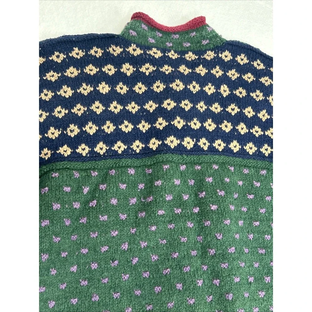 AMANO Geometric Pattern Hand-knitted Wool Cardigan Unisex Oversized Boxy Large